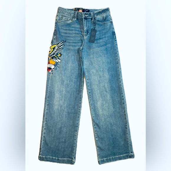 ED HARDY BRAVE EAGLE WIDE LEG JEANS - Picture 2 of 4